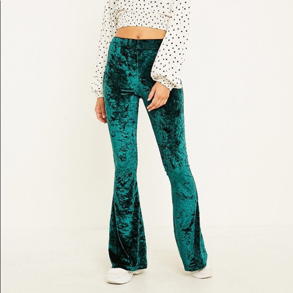 Crushed Velvet Green Pant